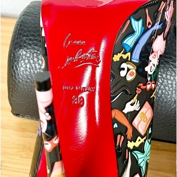 Christian Louboutin “Hot chick” Glamourous Black Multi graphic Patent 100mm EU38 - Picture 12 of 12